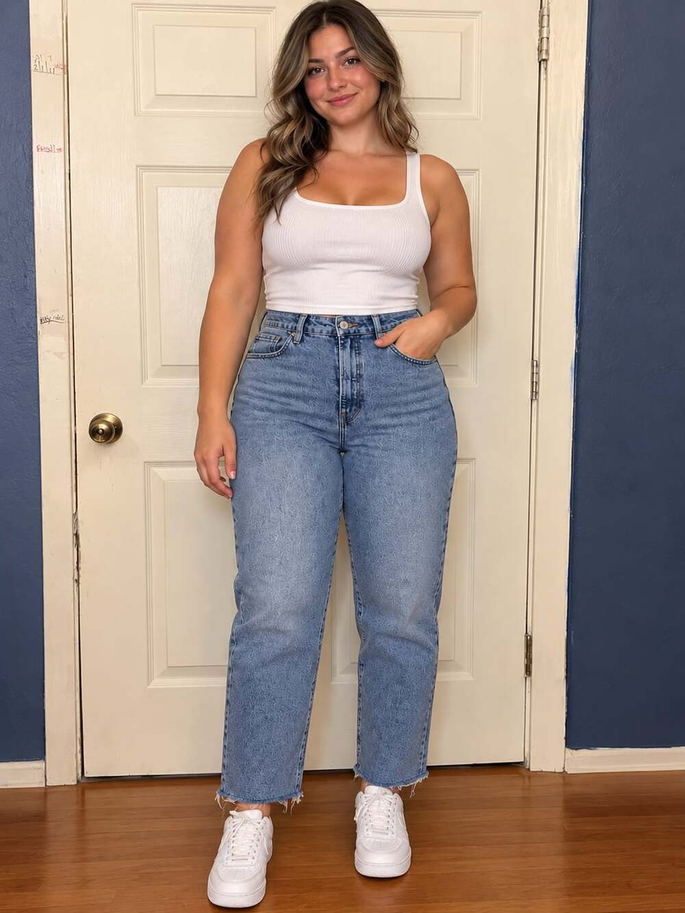 Good American Good Boy Crop Straight Jeans Size 12/31 Blue